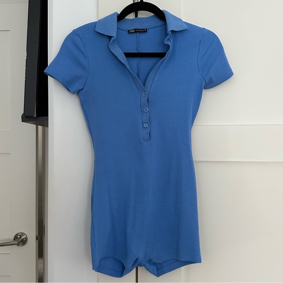 Zara Blue Short Polo Bodysuit/Romper - Picture 3 of 5